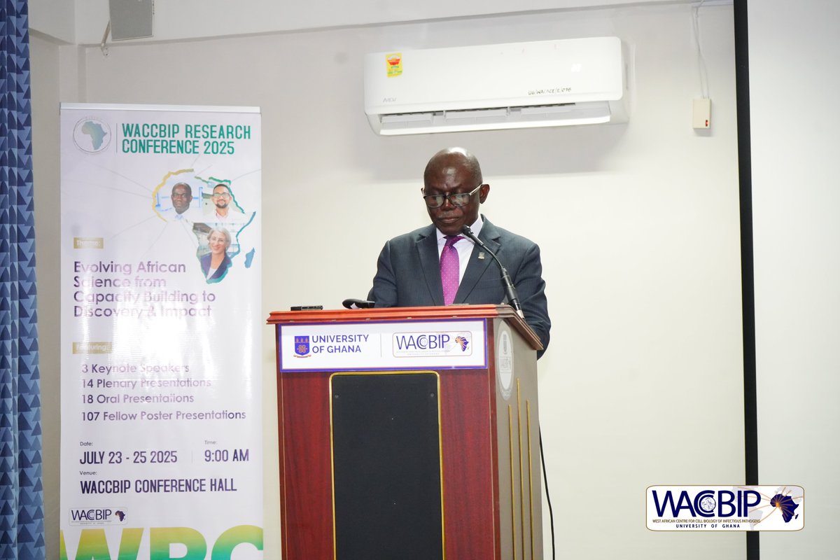 As Chairperson for the opening of #WRC2025, Prof. Felix Ankomah Asante, Pro VC for Research, Innovation &amp; Development, celebrates the breakthroughs by WACCBIP students, fellows, and faculty — research that goes beyond journals to inform public health, shape clinical care, and