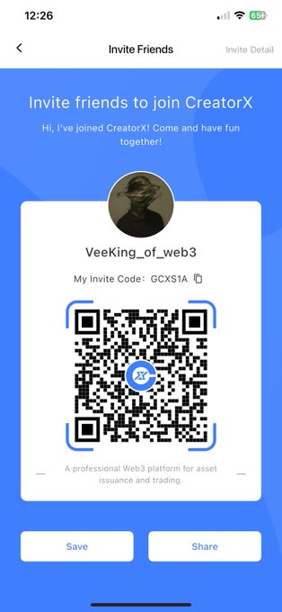 CreatorX Invite Friends Screen