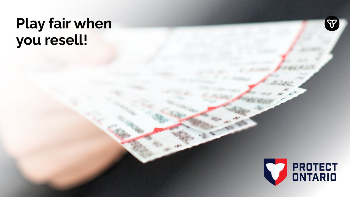 🎟️ Selling your #BlueJays tickets on a third-party site?
Make sure you're playing by the rules!
You must disclose: 
•The face value of the ticket
•An itemized list of fees, service charges &amp; taxes
•The seat location

Know your rights
Ontario.ca/page/buying-ti…