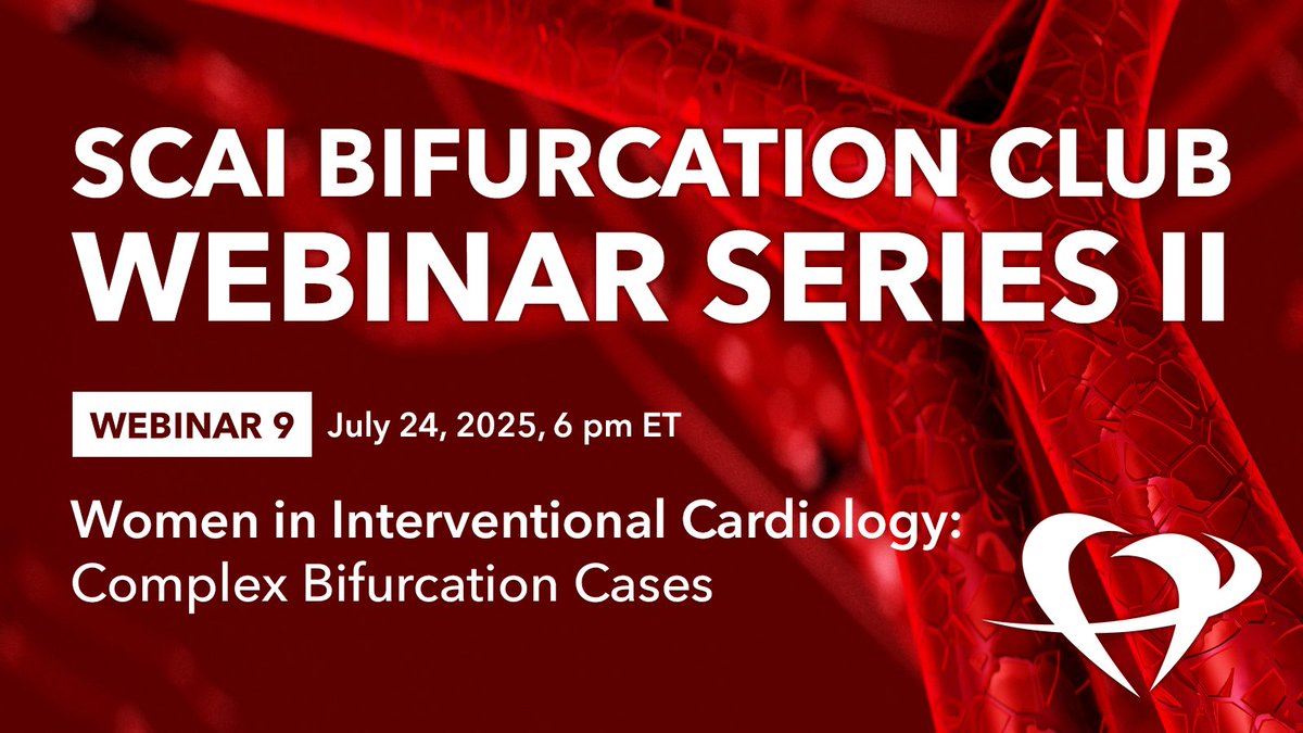 SCAI's tweet image. ⏰Don't miss the next #Bifurcation Club webinar tomorrow night! This session will highlight complex #PCI cases from our expert panel of women in #InterventionalCardiology.
Register here➡️ scaipro.scai.org/URL/bc9-sm