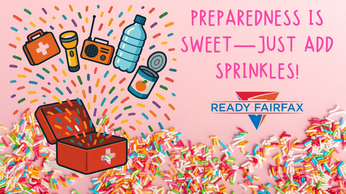 ReadyFairfax's tweet image. Happy Sprinkles Day! ✨ Make your day a little sweeter by adding sprinkles to everything—oatmeal, muffins, and yes, dessert. Just like preparedness, a little goes a long way! Small actions (and sprinkles) add up. 🍩🎉 #SprinkleDay #PreparednessIsSweet #AddPrepToYourDay
