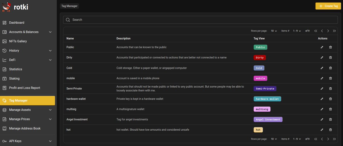 LefterisJP's tweet image. If you've been in crypto for more than a year it's likely you have accumulated many addresses and performed a lot of actions.
You need a robust tagging system with which to label and categorize your addresses and events. @rotkiapp gives you exactly that.
Use rotki, stay on top!