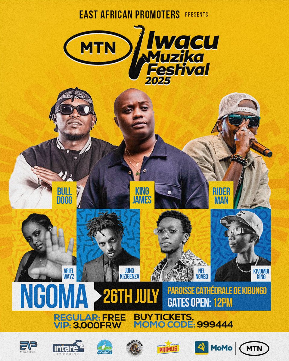 EAPRwanda's tweet image. NGOMA muriteguye? Kuri uyu wa gatandatu 12pm #MTNIwacuMuzika2025 iraje. Ntuzacikwe