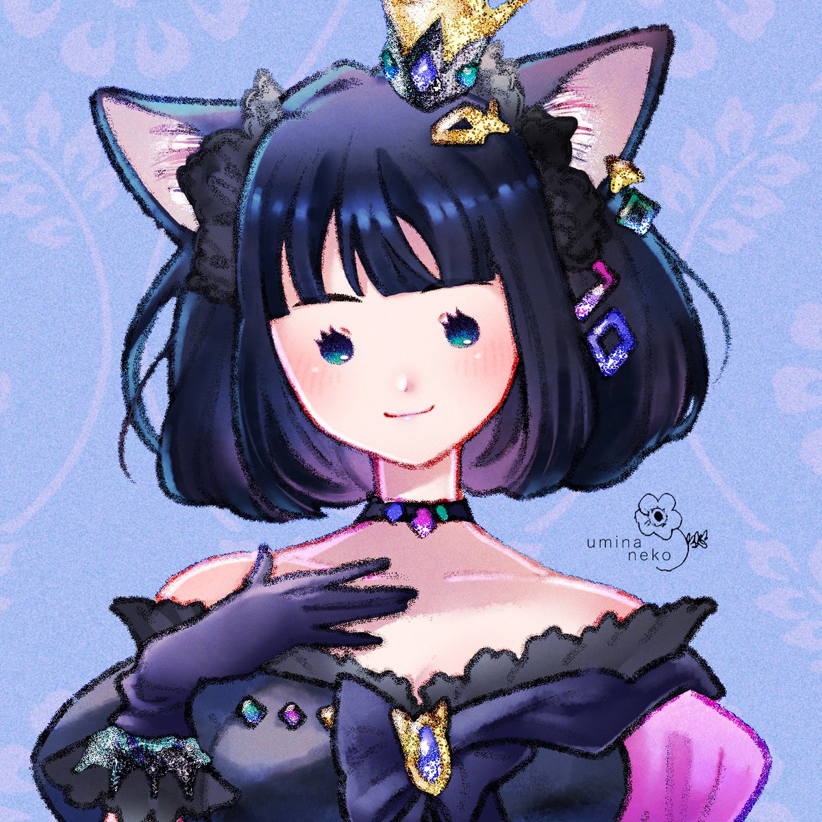 umina_neko's tweet image. お題で「黒猫のお姫様」描きました！ありがとうございました🐈‍⬛✨