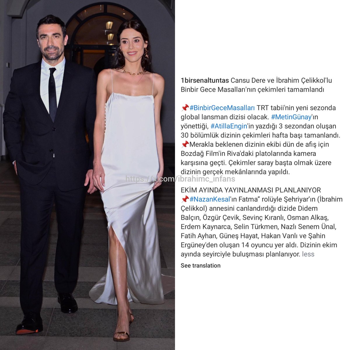 🗞️ | <a href="/birsenaltuntas1/">birsenaltuntas</a>

The shooting of #BinbirGeceMasalları, starring Cansu Dere &amp; İbrahim Çelikkol, has been completed

If the series is ready, it'll premiere in October

It'll be the global launch series of #TRT #Tabii in the new season

#İbrahimÇelikkol | #1001GeceMasalları