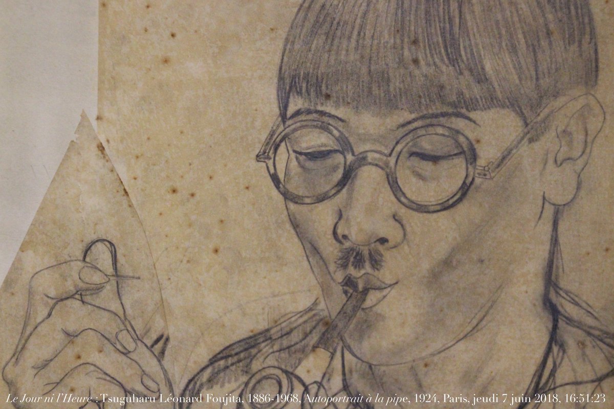 RenaudCamus's tweet image. Le Jour ni l’Heure 3343 Tsuguharu Léonard Foujita, 1886-1968, Autoportrait à la pipe, 1924, Hambourg, Paris, musée Maillol, exposition Foujita, jeudi 7 juin 2018, 16:51:23