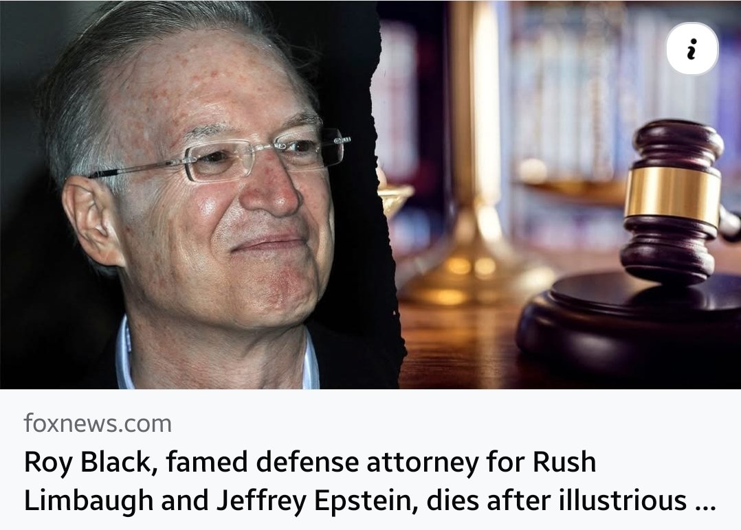 Roy Black, Jeffrey Epstein’s lawyer was found dead. He was on the news recently saying there is a long list that all of them are on and it is being covered up.  Doesn’t take a rocket scientist to know what is going on.