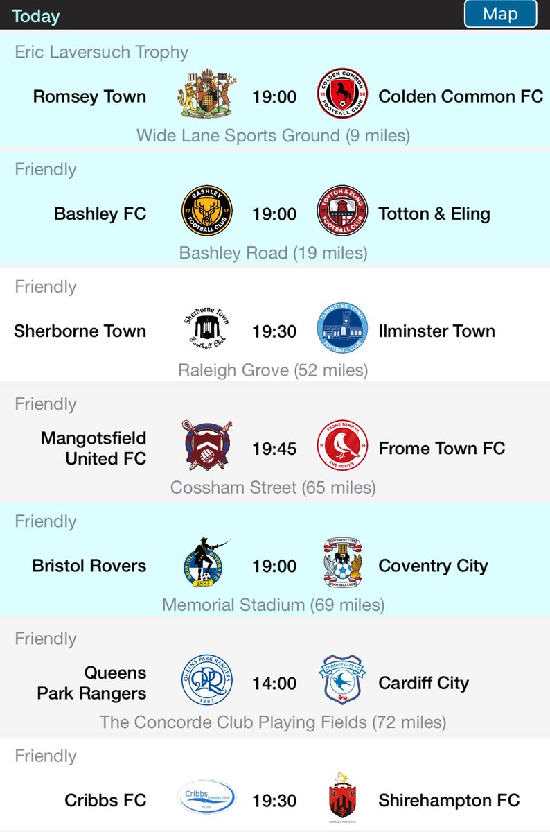The Terrace Traveller (@terracetrav) on Twitter photo What games are on tonight? <a href="/Romseytownfc1/">Romsey Town Football Club</a> v <a href="/ColdenCommonFC/">Colden Common FC</a> is the obvious choice currently. Wonder if there are any other games close by?
Will have to do Sherborne at some point. I don’t think tonight is the night. What games are on tonight? <a href="/Romseytownfc1/">Romsey Town Football Club</a> v <a href="/ColdenCommonFC/">Colden Common FC</a> is the obvious choice currently. Wonder if there are any other games close by?
Will have to do Sherborne at some point. I don’t think tonight is the night.