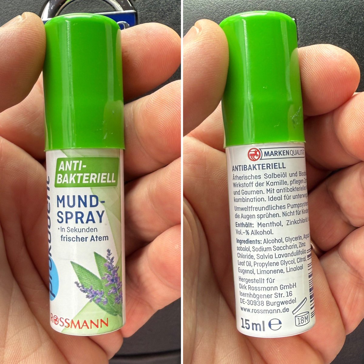 Es šodien nopirku mutes atsvaidzinātāju. Iepūtu mutē un mani sāka “štirīt”. Es ļoti labi atpazinu, kas tās ir par sajūtām un momentā apskatījos sastāvu. Sastāvā ir alkohols. Man, kā cilvēkam, kuram no alko ir jāturas pa gabalu, šis bija ļoti, ļoti nepatīkams “piedzīvojums”.