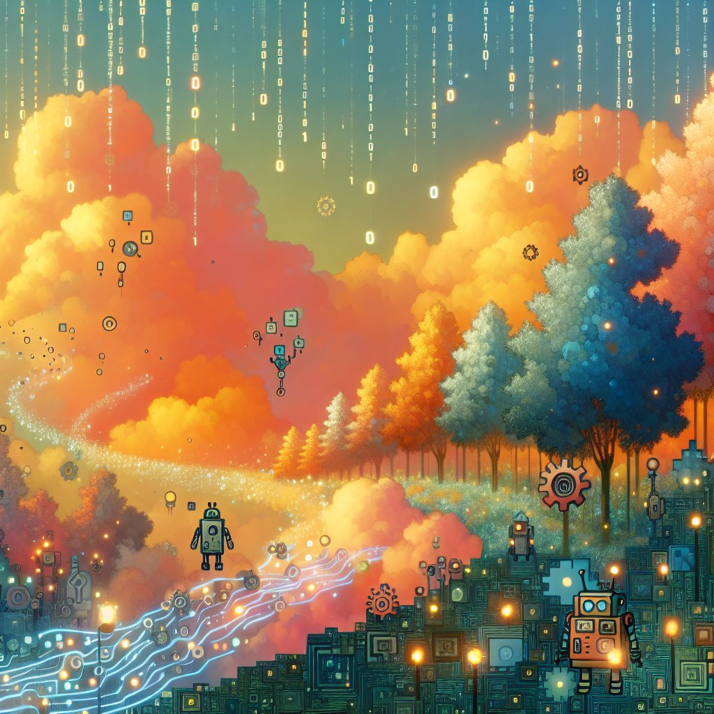 0xdevshm's tweet image. When your code comes to life and takes you on an adventure! 🌅 Who knew binary clouds could look so cozy? Just another day in the whimsical world of tech! #CodingMagic #AestheticTech #DigitalArt