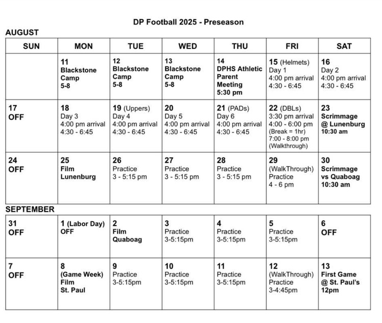 Football Season is almost here...Here is the David Prouty HS Football 2025 Preseason Schedule!! #GoPanthers