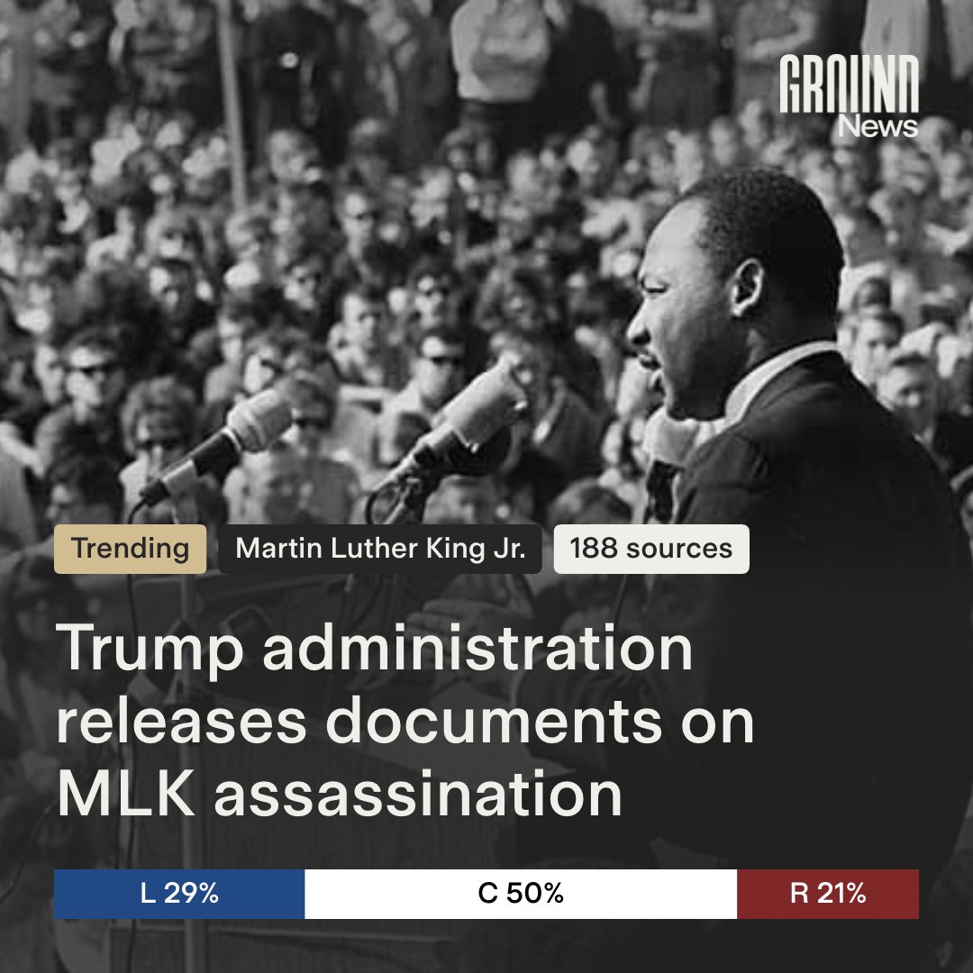 Ground_app's tweet image. The Trump administration on Monday released over 230,000 pages of documents related to the assassination of Martin Luther King Jr., following an executive order signed by President Donald Trump.
ground.news/article/trump-…