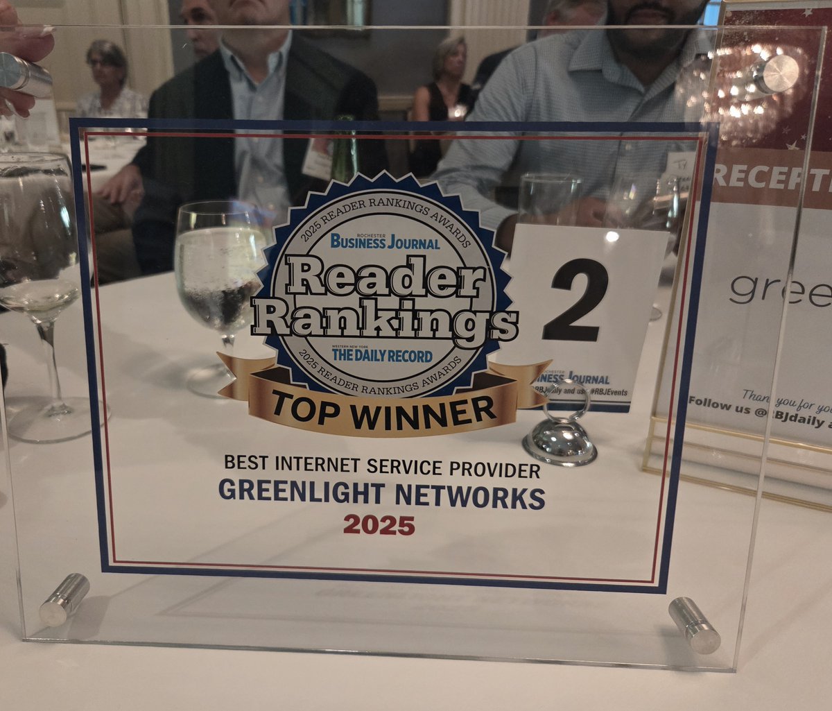 Thank you, Rochester!

🏆 We’re honored to once again be named the Best Internet Service Provider by the readers of the Rochester Business Journal!

Our team was present at last night's RBJ Reader Rankings event alongside other incredible local businesses, and also received