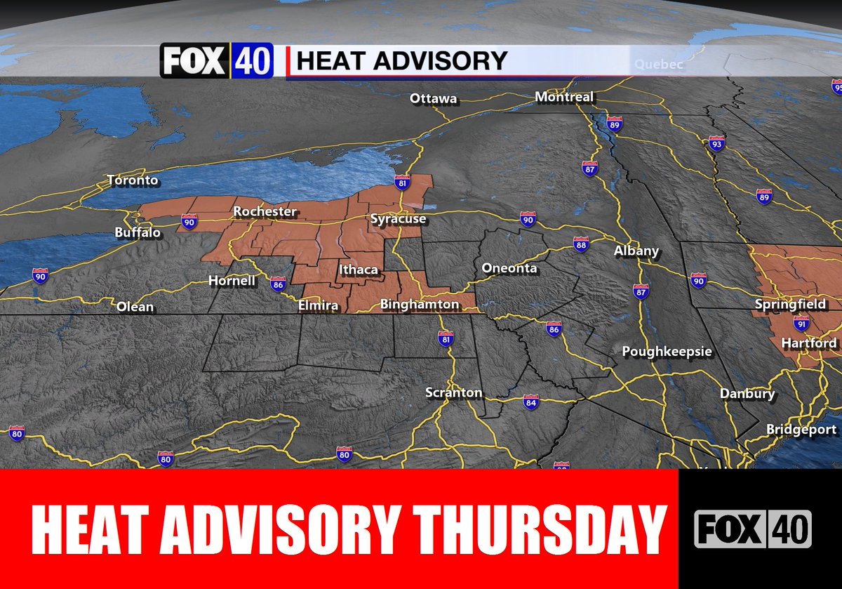 mark_tarello's tweet image. ⚠️ Parts of New York are in a HEAT ADVISORY for Thursday! The heat index may climb as high as 95°-100° #NYwx