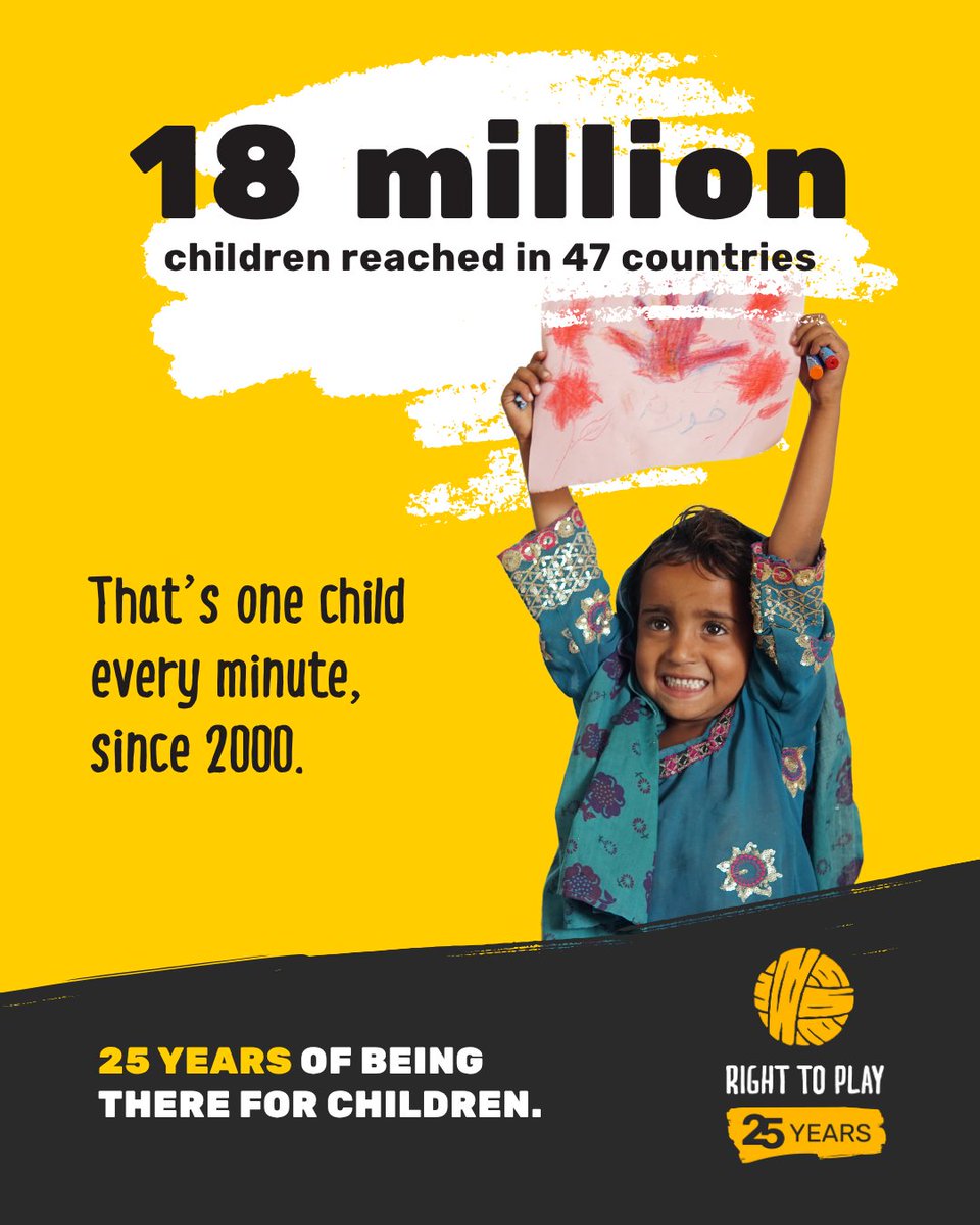 25 years ago, Right To Play began with a simple but powerful idea — that play can change lives. Today, your support helps us continue protecting, educating and empowering children. Make a gift today: righttoplay.org.uk/donate-uk

#RightToPlay #25YearsOfImpact