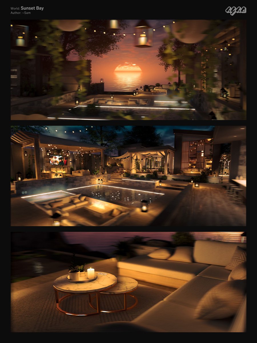 n4n0_VRC's tweet image. 美しく沈む夕陽を望む豪華なチルワールド
World: Sunset Bay
Author: ~Sam
#n4n0_pic
#VRChat_world紹介