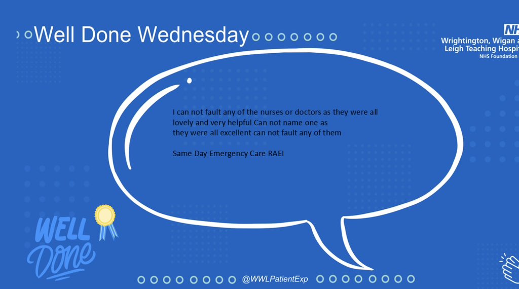 WWLPatientExp's tweet image. #WellDoneWednesday to Postnatal Community, SDEC, Ward A & Outpatients TLC! 👏👏👏 Amazing work!
@WWLNHS
@k_mantron