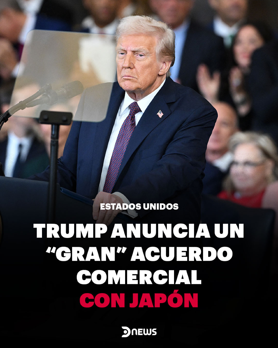 DNewsOK's tweet image. 🇺🇸 Trump anuncia un “gran” acuerdo comercial con Japón
🔎 El presidente Donald Trump reveló un nuevo acuerdo con Japón, al que calificó como “masivo” y “el más grande de todos”. Según publicó en Truth Social, incluye un arancel del 15% para ciertos productos japoneses y generará…