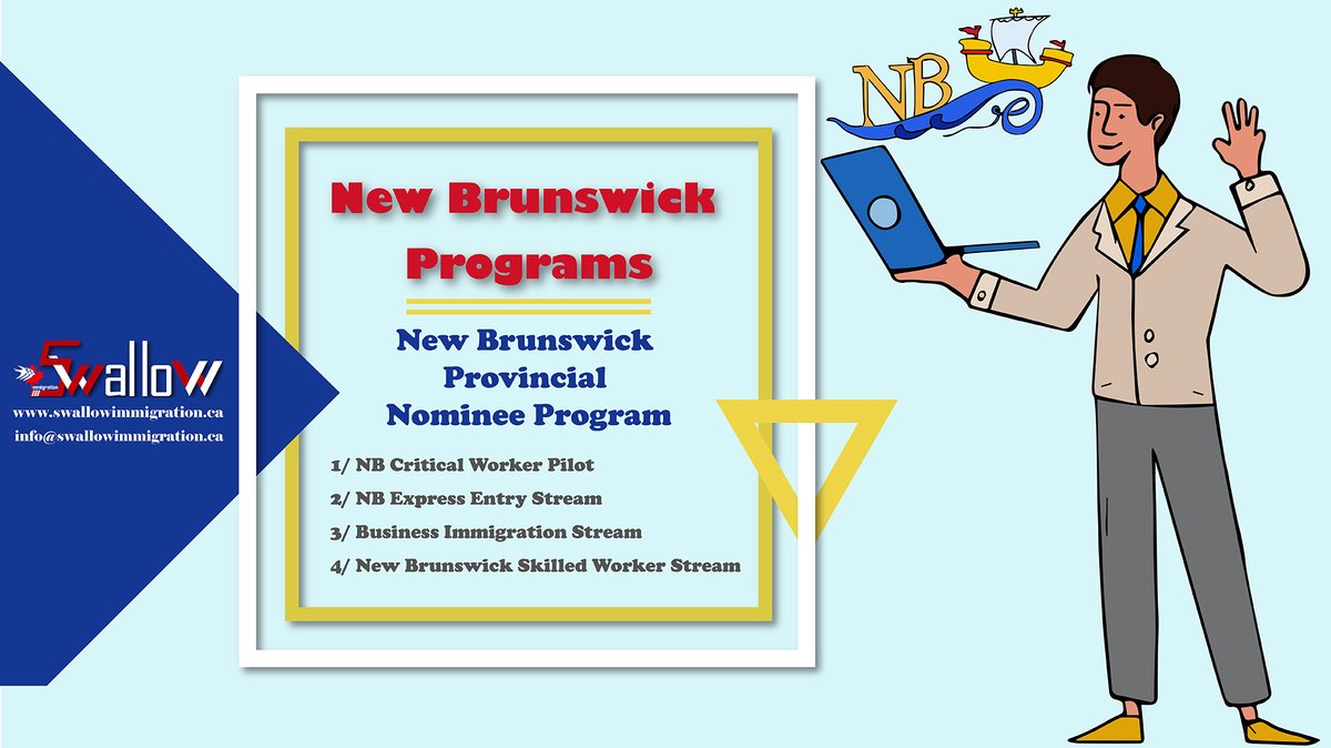 NewbrunswickCa's tweet photo. New Brunswick Provincial Nominee Program
https://t.co/tpXBqeaXEX
#newbrunswickprograms #newbrunswickprovincialnomineeprogram #businessimmigrationstream #newbrunswickskilledworkerstream #nbexpressentrystream #nbcriticalworkerpilot #swallowimmigration #NewBrunswick #Canada https://t.co/DbmpGlmZU0