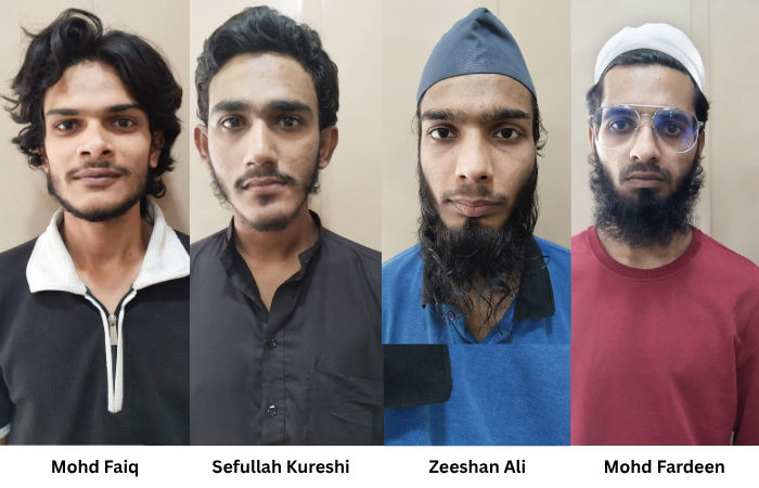 MihirkJha's tweet image. Gujarat ATS has arrested four Terroπists, associated with Al Qaeda! They were Radicalised via Social Media. Since morning, u must've seen Izlamists celebrating the d¢ath of #AtheistKrishna, this cult's behaviour on Social Media is same across the Globe