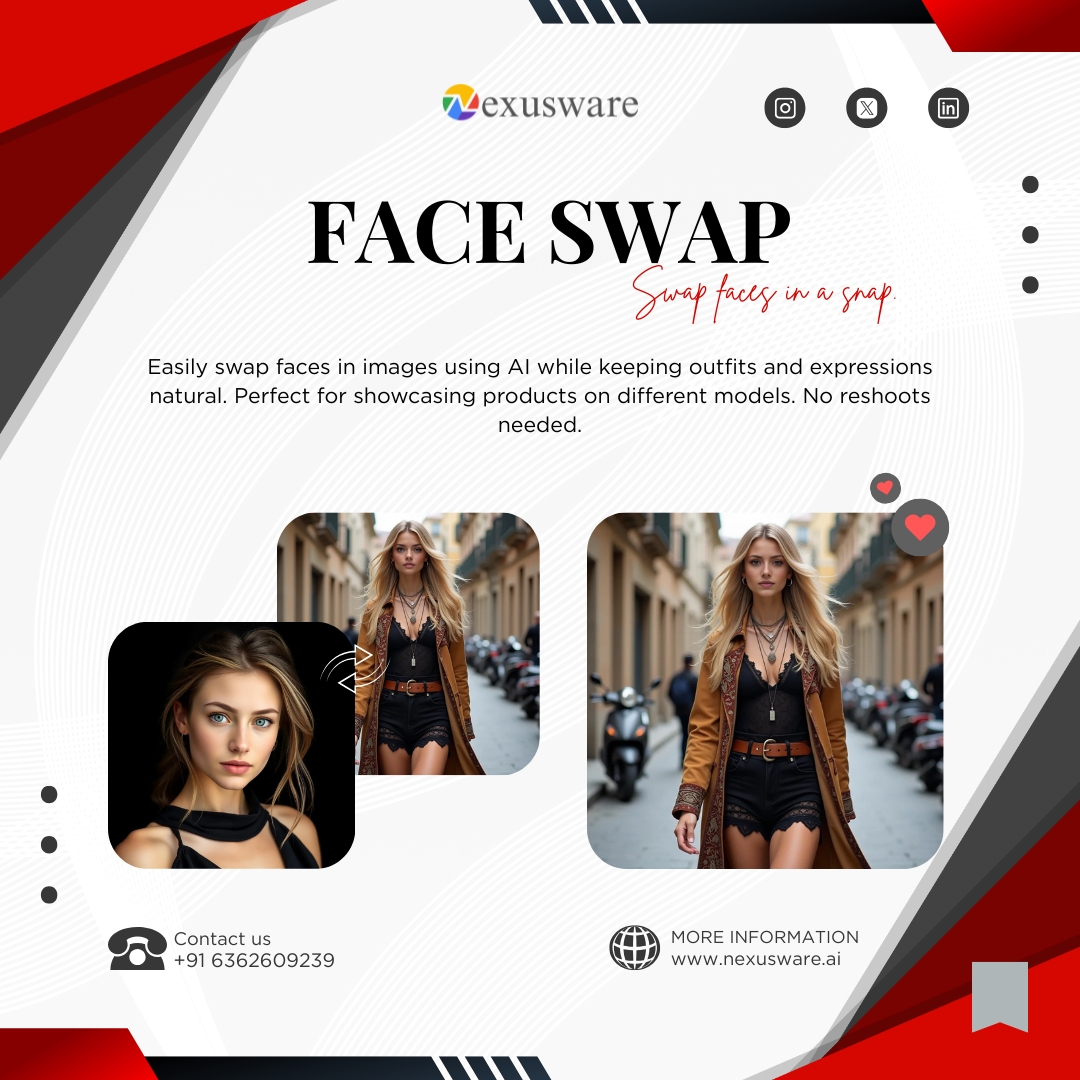 Nexusware_ai's tweet image. Same photo, new face. 🔁
Our AI Face Swap brings portraits to life with smart, seamless transformations. Fast. Fun. Shockingly real.
🎭 Try it now 👉 nexusware.ai
#FaceSwapAI #AIPhotoEdit #SmartEditing #VisualTech #PhotoSwap #AIEditing #Nexusware