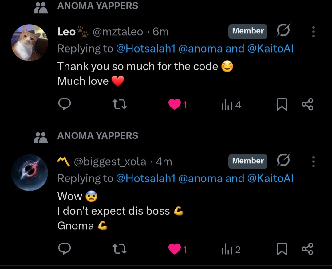 Another one is coming soon. Just follow for more updates

One invite code left 
Stay tuned 😉 
Gnoma 
<a href="/anoma/">Anoma</a> 
<a href="/KaitoAI/">Kaito AI 🌊</a> 

Like ❇
Follow 💬
Retweet 🔃 🌊 💃