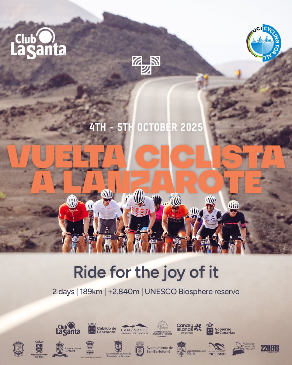 Giant Ibérica (@giant_esp) on Twitter photo Una isla. Dos etapas. Una experiencia única.
Este año, nos hace mucha ilusión anunciar que somos patrocinadores oficiales de la Vuelta Ciclista a Lanzarote 2025, de la mano de <a href="/clublasanta/">Club La Santa</a> 🚴♂️💥
📍 4 y 5 de octubre
🚵♂️ 2 días, 189 km y +2.840 m de desnivel
🌍 Todo en plena Reserva Una isla. Dos etapas. Una experiencia única.
Este año, nos hace mucha ilusión anunciar que somos patrocinadores oficiales de la Vuelta Ciclista a Lanzarote 2025, de la mano de <a href="/clublasanta/">Club La Santa</a> 🚴♂️💥
📍 4 y 5 de octubre
🚵♂️ 2 días, 189 km y +2.840 m de desnivel
🌍 Todo en plena Reserva
