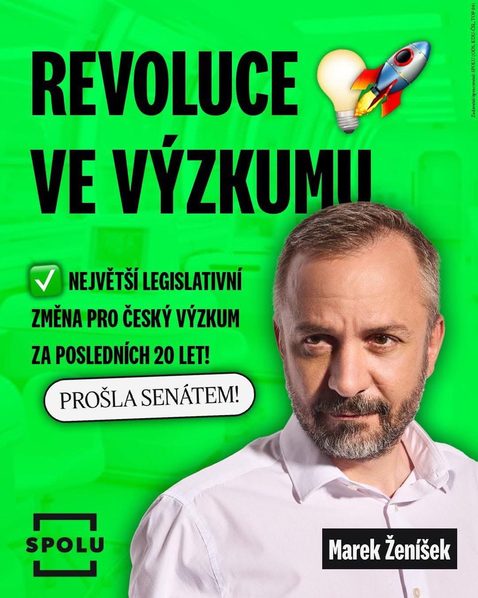 zenisek_m's tweet image. Můj zákon o výzkumu byl dnes SCHVÁLEN Senátem! 🥳
Díky všem, kteří hlasovali pro. Jsem rád, že vize efektivního a moderního vědeckého prostředí má u nás podporu.🔬🇨🇿
🚀 Česká věda a naši vědci mají obrovský potenciál a teď se bude lépe rozvíjet. 👍
