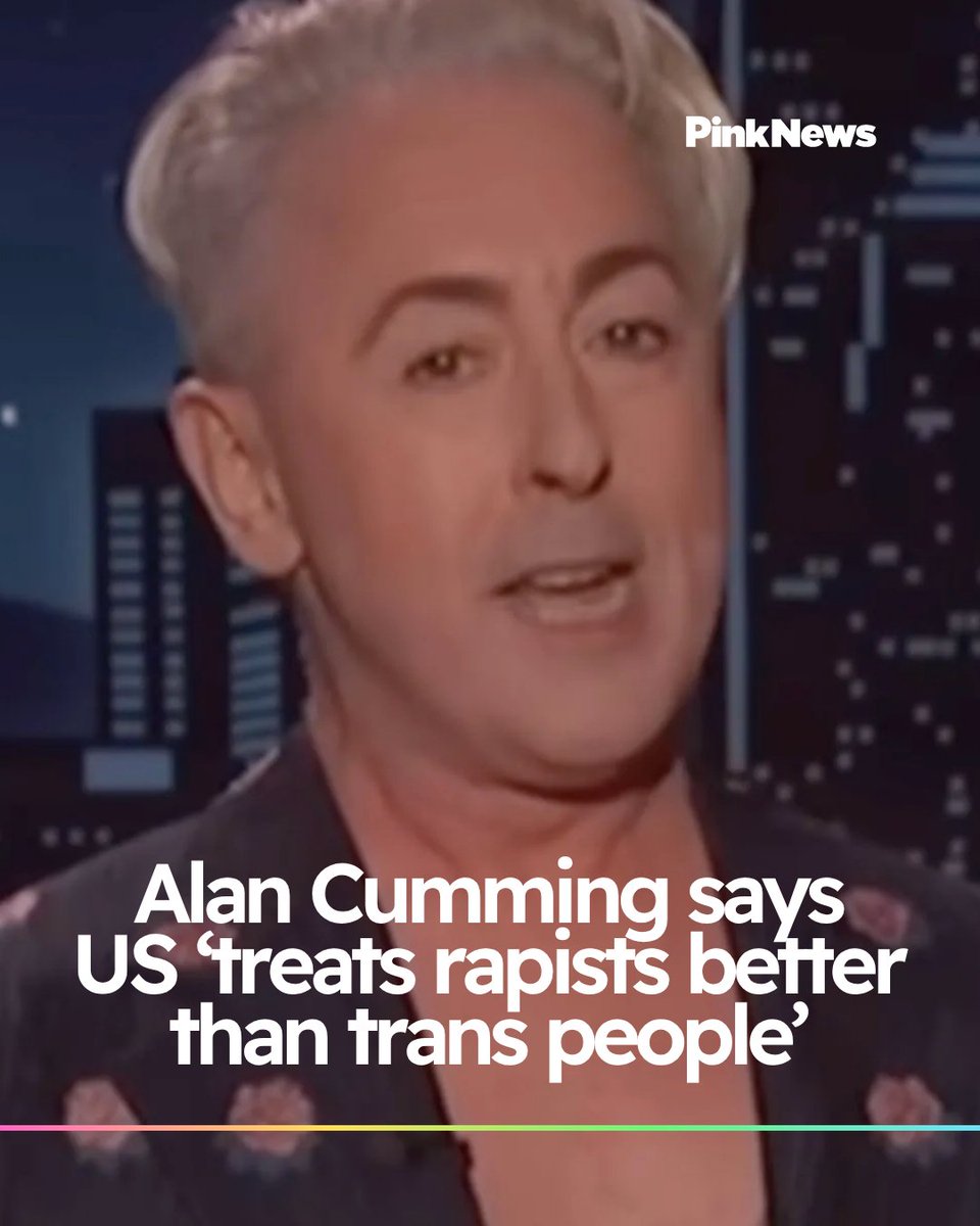 Alan Cumming says US ‘treats rapists better than trans people’ ➡️ bit.ly/4m10lk1