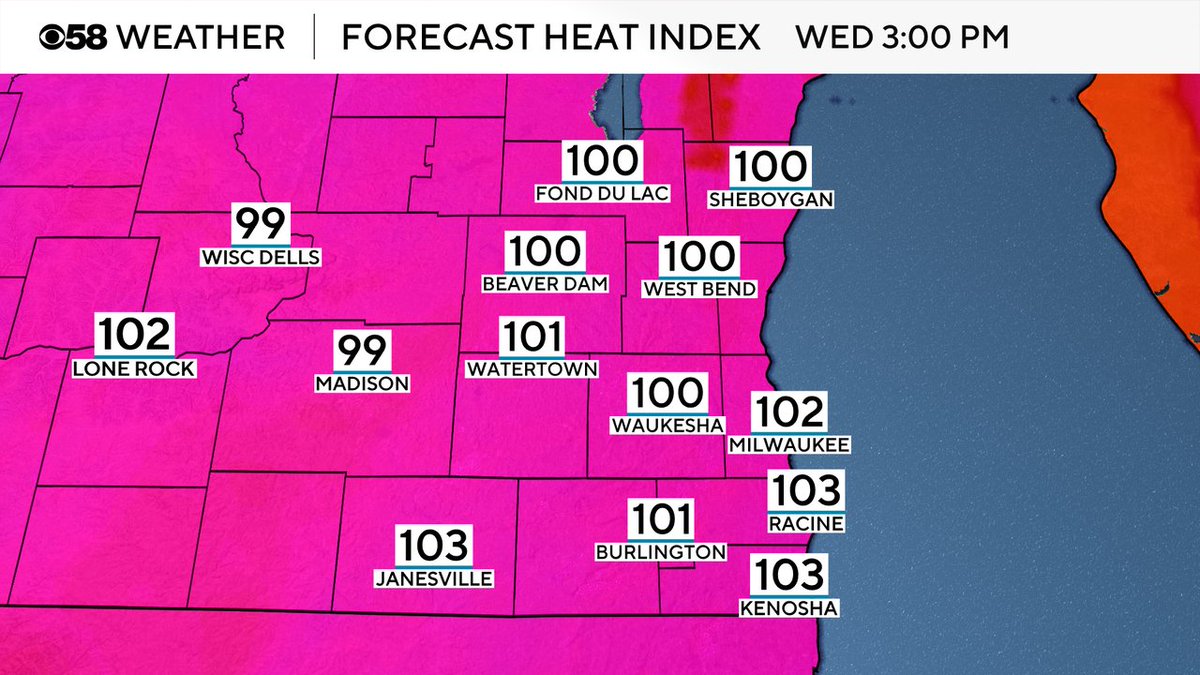 JustinTGee's tweet image. Heat index values get as warm as the low 100s on this Wednesday. Make sure to take breaks, drink plenty of water and find some air conditioning.