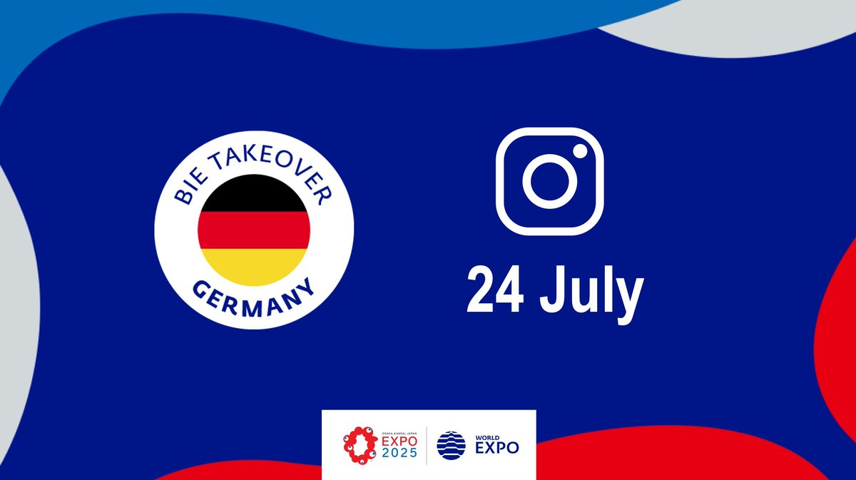On 24 July, Germany's pavilion at #Expo2025 Osaka Kansai takes over the BIE's Instagram account. 
Follow instagram.com/bieexpo/ for the WA! Germany experience!