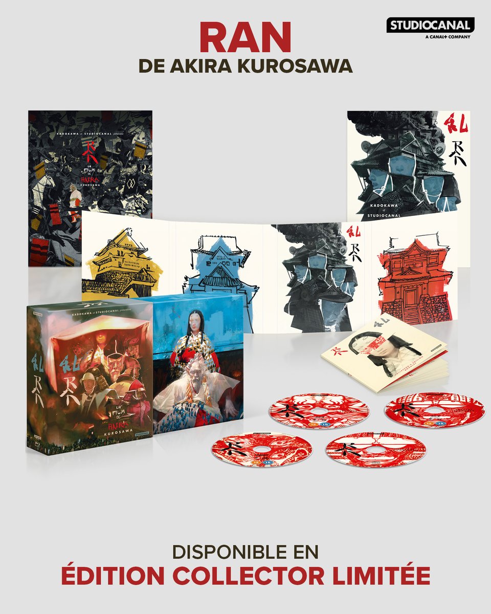 StudiocanalFR's tweet image. ⛩️ Redécouvrez 𝗥𝗔𝗡, le chef-d'oeuvre d'Akira Kurosawa.
À l’occasion de son 40ème anniversaire, le film est disponible en UHD et Blu-Ray dans une édition collector.
📀 L’édition comprend :
- Le disque UHD
- Le disque Blu-ray
- Un disque Blu-ray bonus
- Le CD de la…