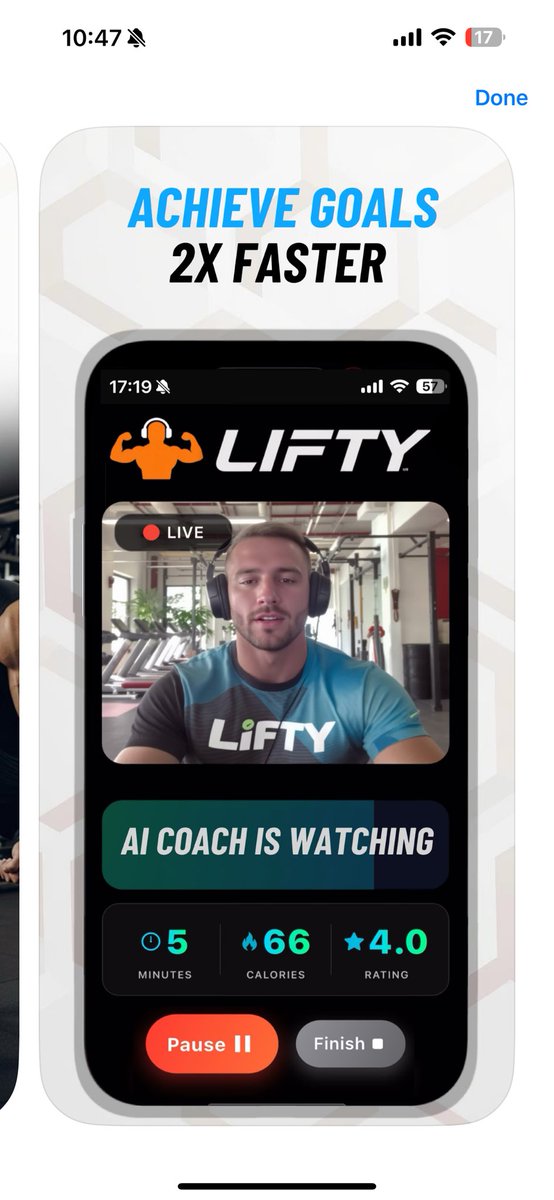 vinwapz's tweet photo. Launched Lifty: AI personal Trainer - probably first in the World AI Personal Trainer &amp; 
Yoga/Pilates cosch. Real-time feedback, analysisc and motivation while listening to your favourite track https://t.co/XVAOapeyBN