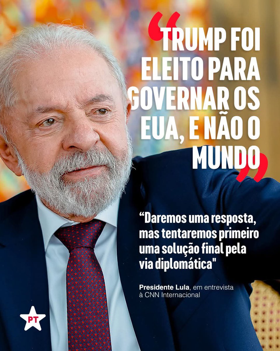 🇧🇷 O Brasil não quer ser refém dos EUA!

<a href="/LulaOficial/">Lula</a> destacou dois pontos importantes:

1️⃣Trump “tem que entender que a Justiça no Brasil é independente. O presidente da República não manda na Justiça".

 2️⃣"O déficit comercial não é verdade." 

O presidente reforçou que o
