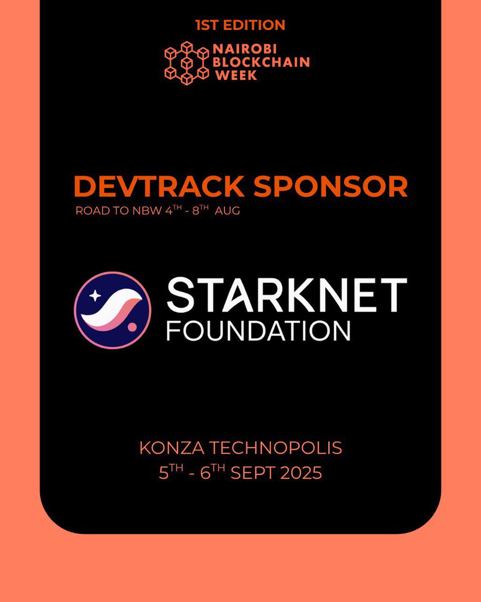 NBW_Officially's tweet image. 🚨 Sponsor Drop!
We’re pleased to announce @StarknetFndn as confirmed sponsor for the #NBW2025 DevCamp Track 🔥
What does that mean?
🧠 Protocol training
💻 Hands on coding and Building Smart contracts
🚀 Onchain MVPs ,testing and live debbuging
And it kicks off with Starknet…