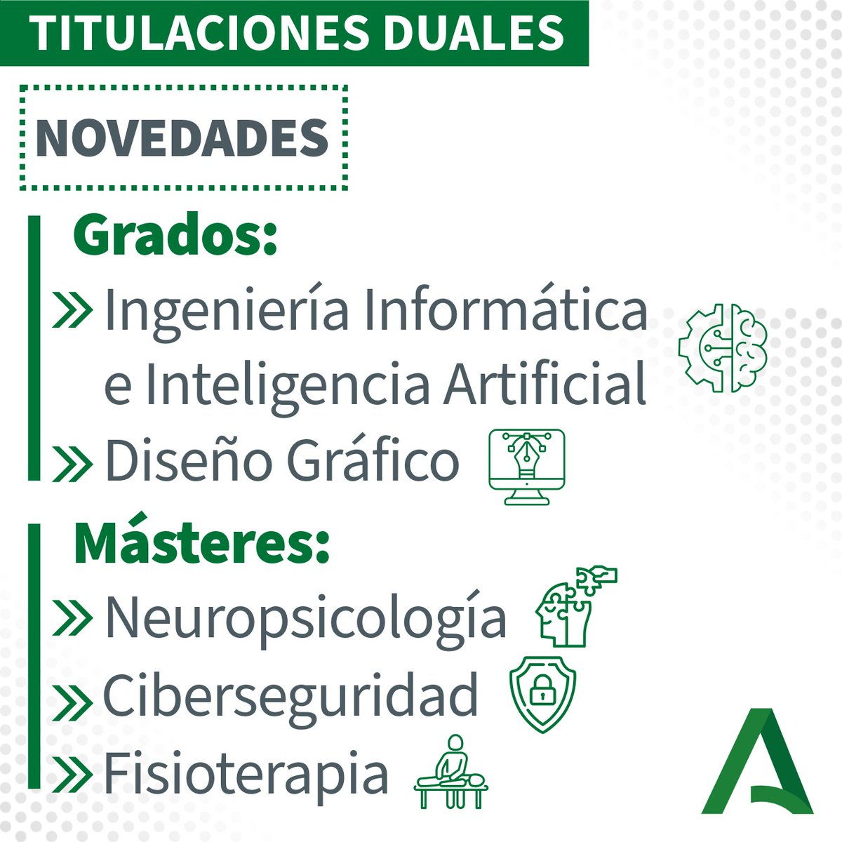 Junta de Andalucía (@andaluciajunta) on Twitter photo 📡<a href="/GoVillamandos/">José Carlos Gómez Villamandos</a>: Y también por 1ª vez en Andalucía, hemos puesto en marcha titulaciones duales. ↷
En total, Andalucía va a contar desde septiembre con:
⨠ 5 nuevas titulaciones. De ellas, 2 son grados duales y 3, másteres de esta modalidad.
#CGobAND #AndalucíaTeForma 📡<a href="/GoVillamandos/">José Carlos Gómez Villamandos</a>: Y también por 1ª vez en Andalucía, hemos puesto en marcha titulaciones duales. ↷
En total, Andalucía va a contar desde septiembre con:
⨠ 5 nuevas titulaciones. De ellas, 2 son grados duales y 3, másteres de esta modalidad.
#CGobAND #AndalucíaTeForma