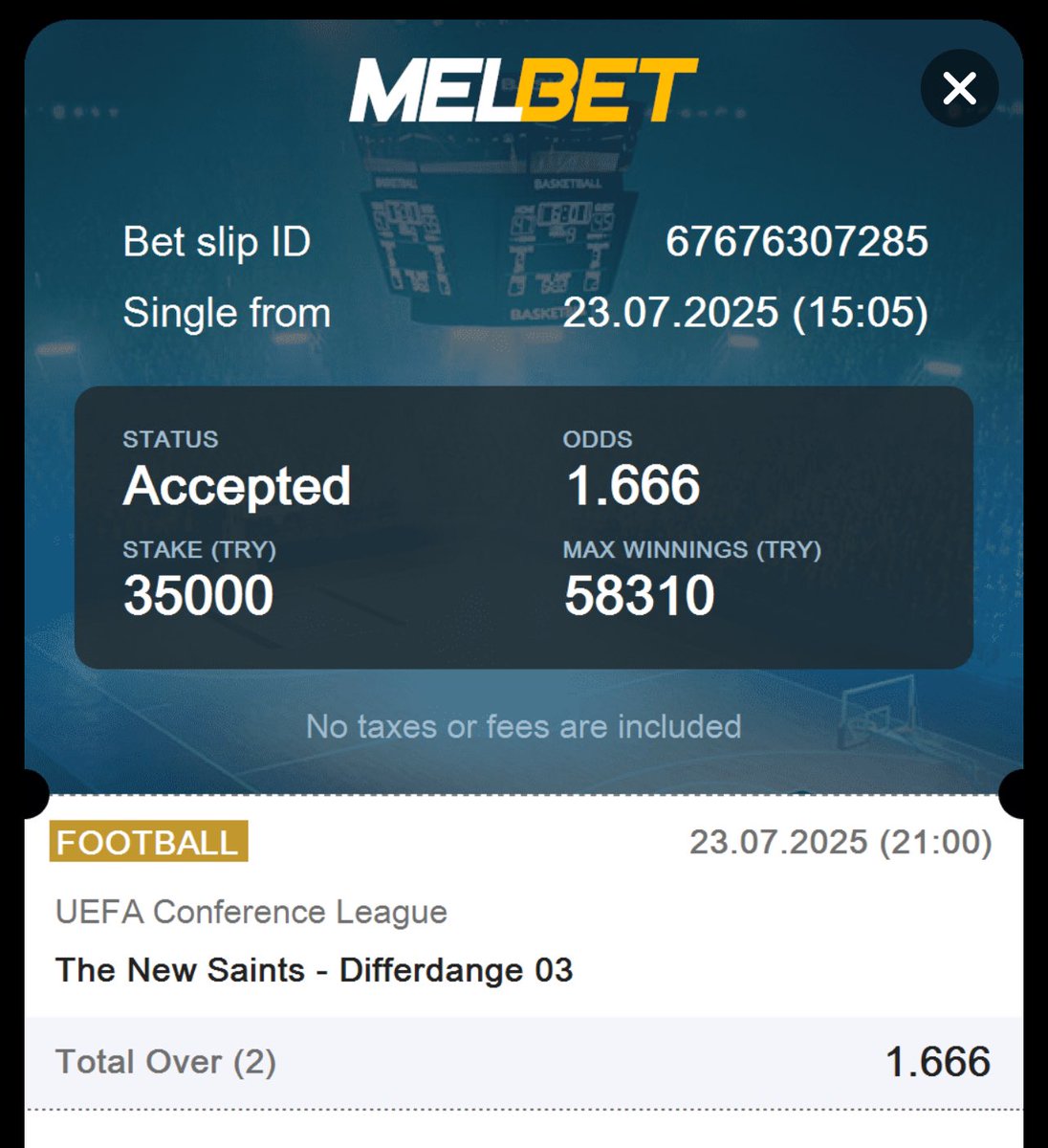 bankotipster_'s tweet image. #Thenew  Saints 🆚 #Differdange      

➡️ MS:2 üst  

 Beklenen Kazanç: 58.310  TL 

🔥🔥💥▶️ #Melbet : ➡️  

🔥🔥💥▶️PROMOKOD : Viptipster ( Promokod ile Kayıt Ol, 10.400 TL İlk Yatırım Bonusunu Al)

#livebet