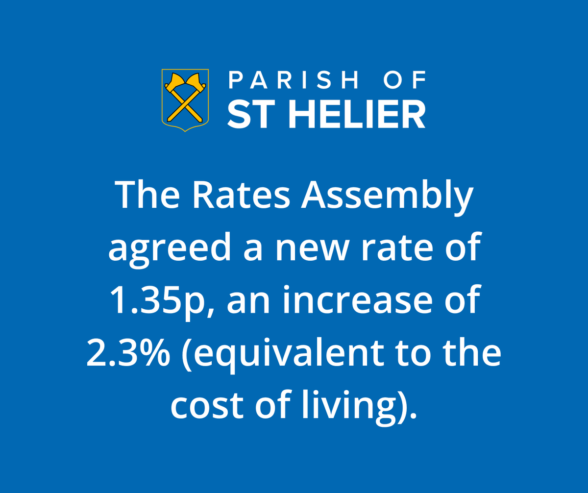 Last Wednesday, 16th July, a new rate of 1.35p was agreed at the Parish Rates Assembly, an increase of 2.3% in line with the cost of living. 

See what the rates increase means for you and where your rates go - sthelier.je/new-parish-rat…