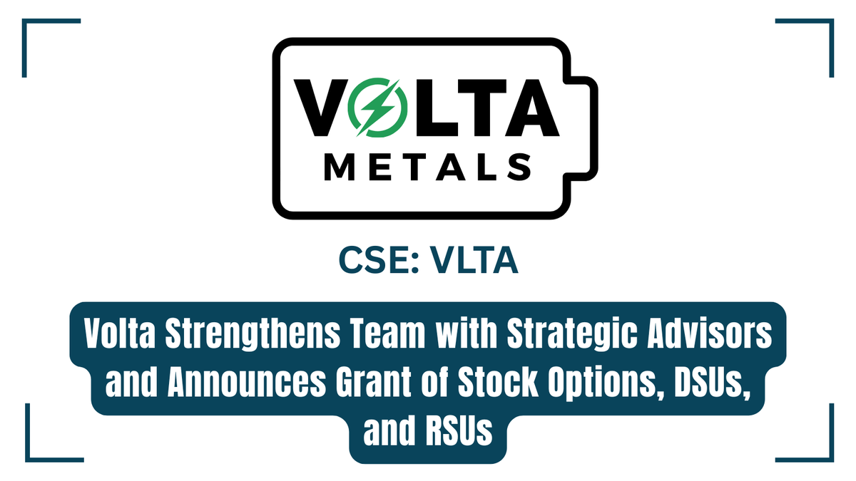 InvestorNews (@in8news) on Twitter photo Volta Metals Strengthens Team with Strategic Advisors and Announces Grant of Stock Options, DSUs, and RSUs bit.ly/3TQG8Rp
#RareEarths #Gallium #CriticalMinerals <a href="/VoltaMetals/">Volta Metals</a> $VLTA.C Volta Metals Strengthens Team with Strategic Advisors and Announces Grant of Stock Options, DSUs, and RSUs bit.ly/3TQG8Rp
#RareEarths #Gallium #CriticalMinerals <a href="/VoltaMetals/">Volta Metals</a> $VLTA.C
