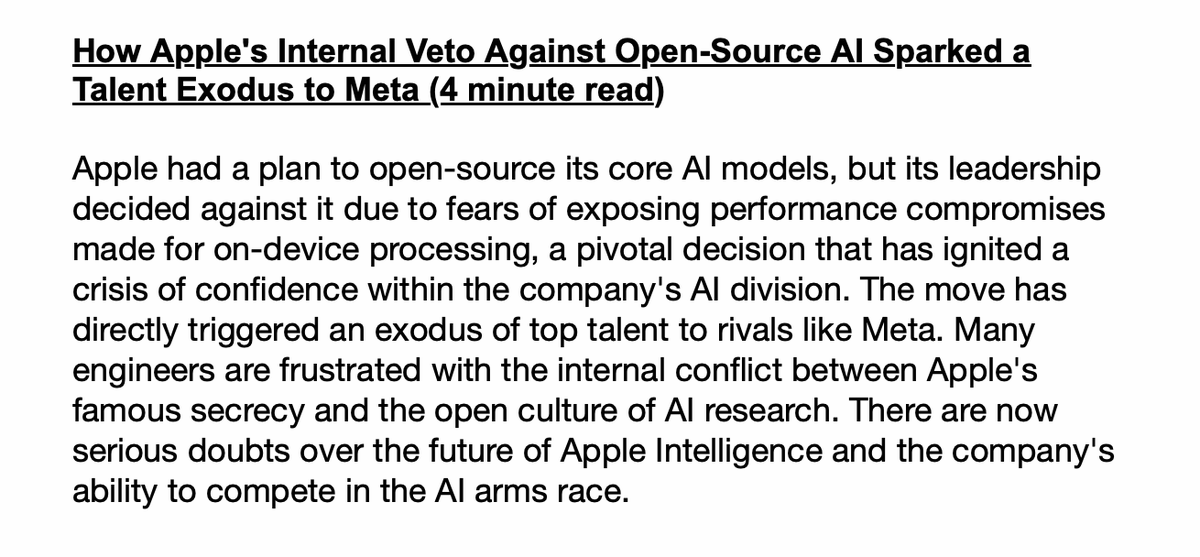ProfSchrepel's tweet image. Here's another way open-source creates competitive pressure: by triggering the departure of top talent when a company opts not to embrace it.