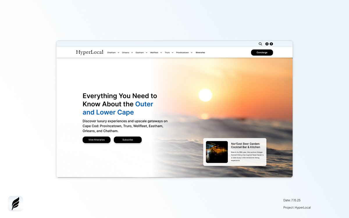 MattClark220's tweet image. Taking another look at the new HyperLocal Cape Cod hero section featuring a mini-post slider. Added in a gradient overlay...the white space might work better on the site. Let&apos;s see what the client has to say.