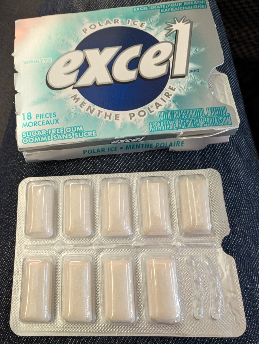 andrew_leach's tweet image. Shrinkflation is real. 18 pieces per pack means leaving one of the 10 slots in each foil pack empty. @ExcelGumCA