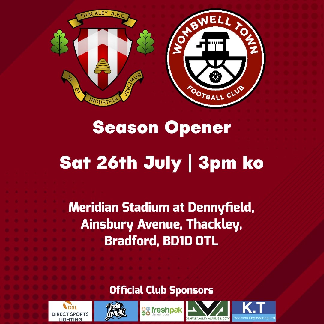 We start the season on the road as we travel to face Thackley on Saturday.

#UptheWellers | #WeAreTown | #WTFC
