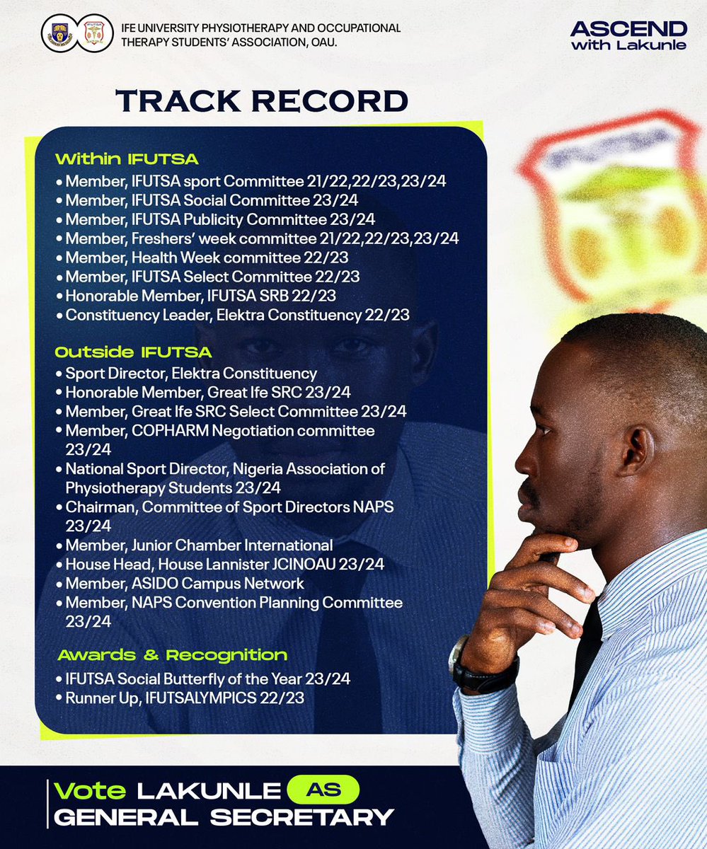 My Track Record is a testimony about my commitment to service and proof that I would serve IFUTSA well.