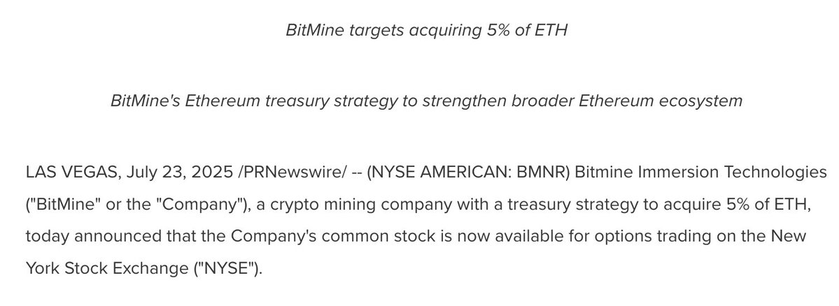 FilingsTracker's tweet image. $BMNR BitMine Immersion (BMNR) Announces Commencement of Options Trading on NYSE:
prnewswire.com/news-releases/…