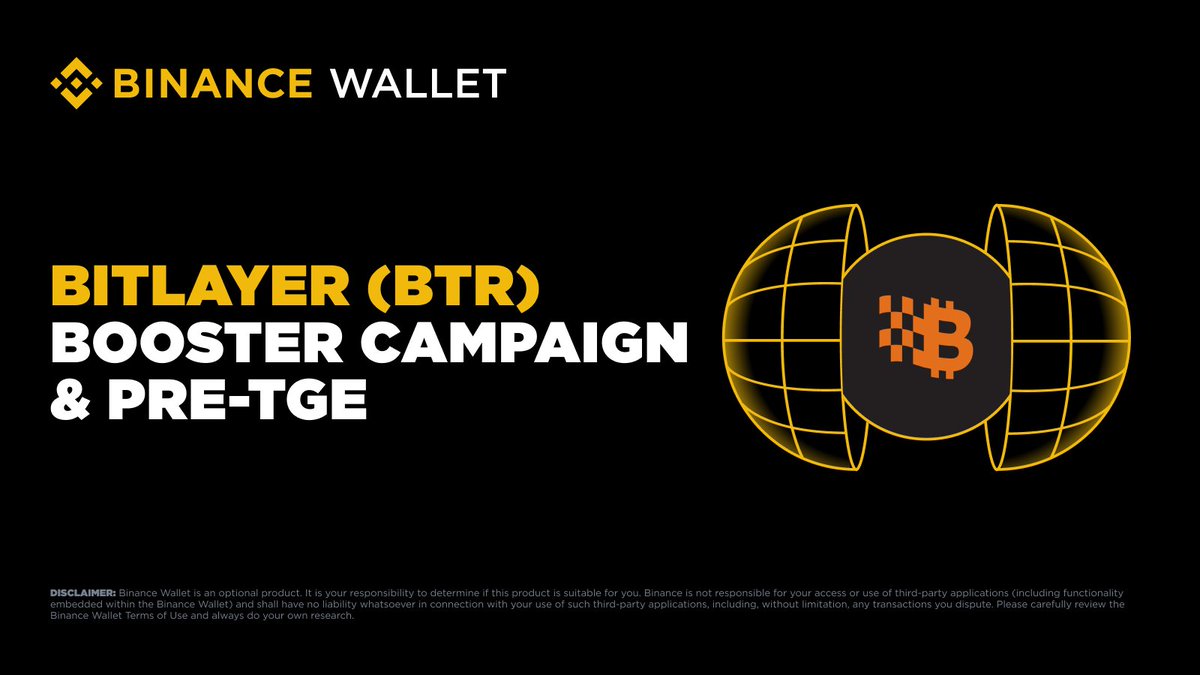 Binance (@binance) on Twitter photo Get ready to join the Booster campaign with <a href="/BitlayerLabs/">Bitlayer BitVM</a> on #Binance Wallet!
📅 Start Time: July 24th, 2025, at 09:00 (UTC).
🎯 Eligibility: Users with 61 or above Binance Alpha Points
🎁 Rewards: 30,000,000 BTR
⚠️ Important Note: Tokens from the Booster Campaign are subject Get ready to join the Booster campaign with <a href="/BitlayerLabs/">Bitlayer BitVM</a> on #Binance Wallet!
📅 Start Time: July 24th, 2025, at 09:00 (UTC).
🎯 Eligibility: Users with 61 or above Binance Alpha Points
🎁 Rewards: 30,000,000 BTR
⚠️ Important Note: Tokens from the Booster Campaign are subject