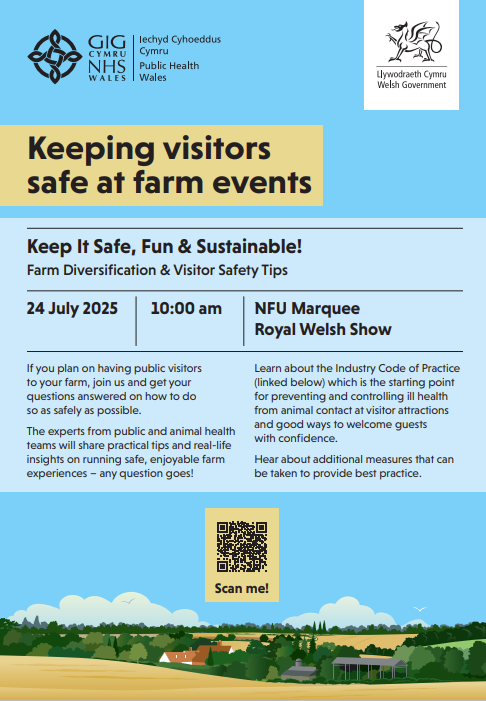 WGRural's tweet image. 🚜Planning running Open Farm events with visitors?
Visiting @royalwelshshow?
Get expert advice from @APHAgovuk & @PublicHealthW & welcome guests with confidence!
✅ Safe visitor experiences
✅ Industry Code of Practice guidance
✅ Insights & tips
🗓️10am, 24 Jul
📍@NFUCymru