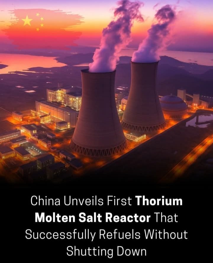 JimThom90458694's tweet image. China has successfully powered up the world’s first thorium molten salt reactor (TMSR-LF1) and, as of October 2024, became the first country to reload fuel in such a reactor without shutting it down.
Located in Wuwei, Gansu Province, this 2-megawatt thermal prototype represents…