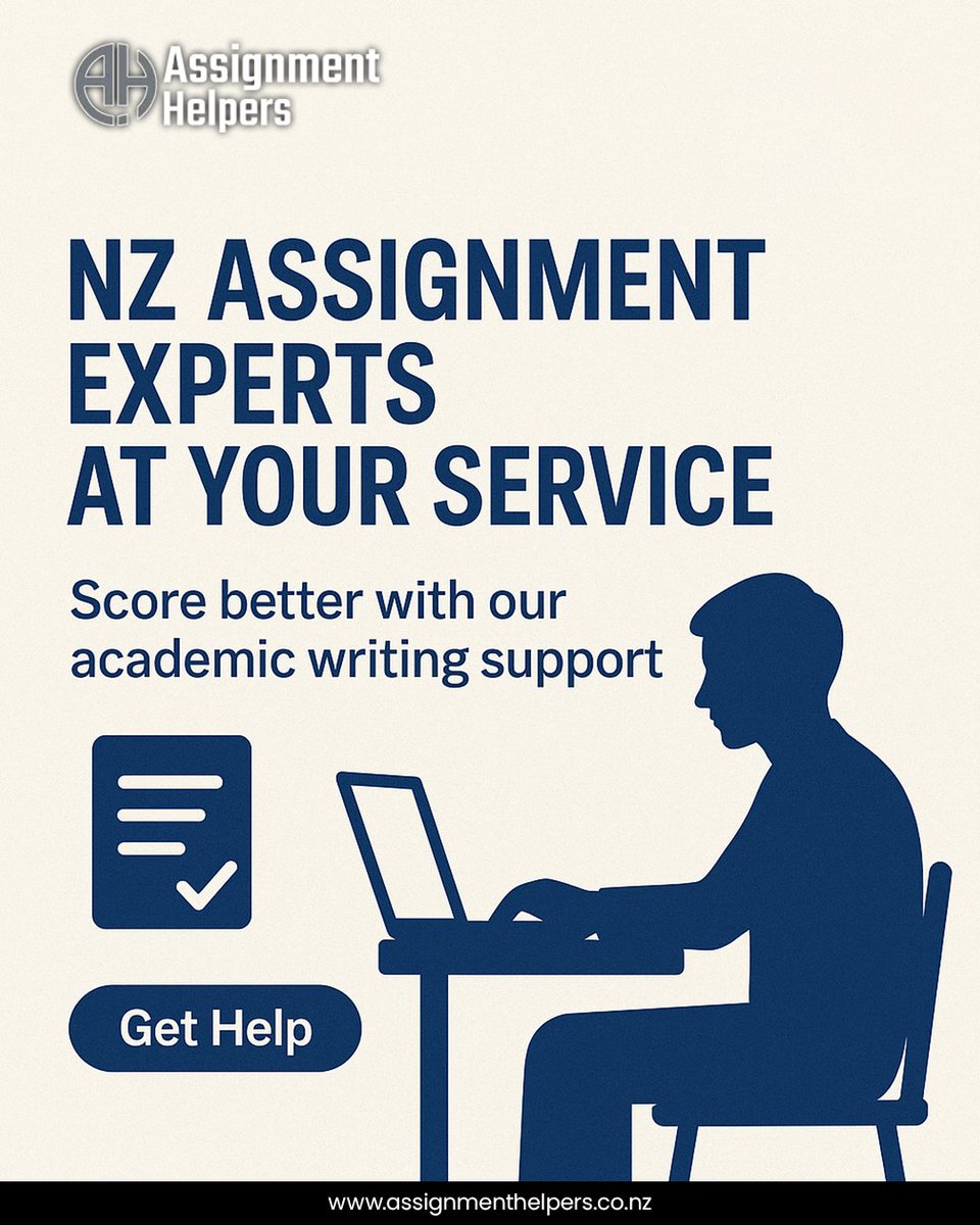 nzAssignments's tweet image. Boost your grades with expert academic support crafted for New Zealand universities.

Ready to level up your assignments? Visit: assignmenthelpers.co.nz

#AssignmentHelpNZ #EssayHelpNZ #AcademicSupportNZ #StudyInNewZealand #NZStudents #UniversityHelpNZ #OnlineAssignmentHelpNZ