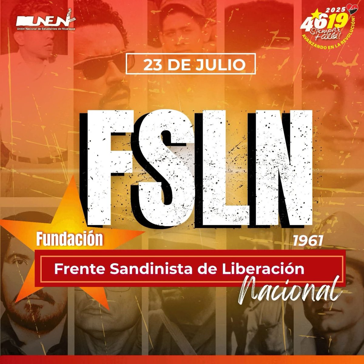 #23Julio ¡El FSLN cumple 64 años! 🇳🇮

Desde 1961, su lucha ha marcado el camino hacia una #Nicaragua libre y soberana 💪❤️🖤

Hoy seguimos firmes, construyendo paz y futuro con amor y dignidad.
✊🕊️

#4619SiempreMásAllá 💪
#ManaguaSandinista ❤️🖤
#SímboloRevolucionario ✊